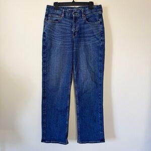 American Eagle Curvy Straight Jeans Medium Blue Wash Sz 12